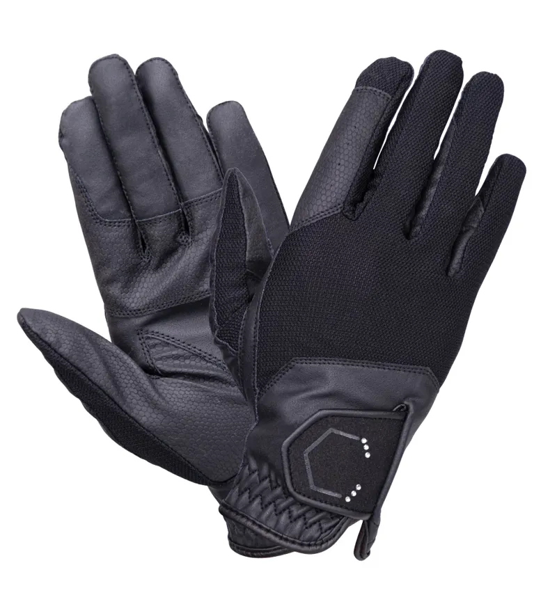 Coldstream Blakelaw Diamante Riding Gloves - Black/Silver